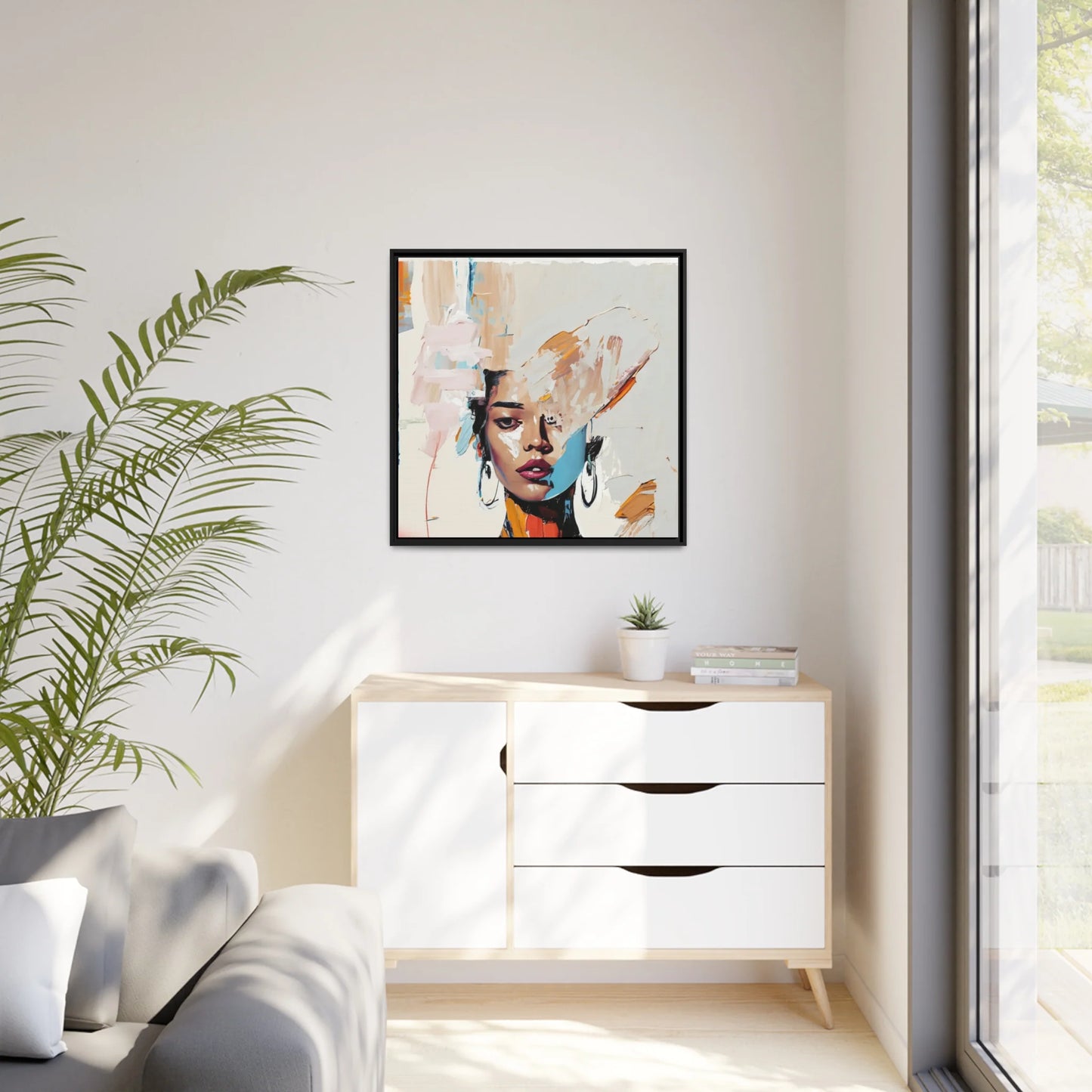 Stunning Woman Abstract Portrait Canvas Wall Art with Elegant Frame - Transform Your Space Today!