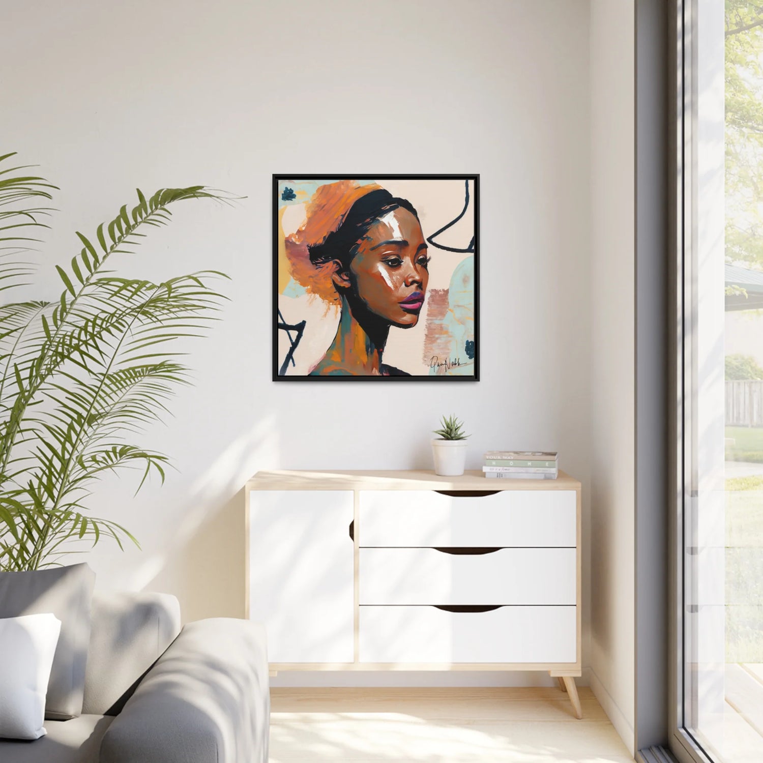 Stunning Framed Canvas Art of an African Woman - Elevate Your Space with QueenNoble's Masterpiece
