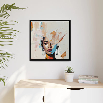 Stunning Woman Abstract Portrait Canvas Wall Art with Elegant Frame - Transform Your Space Today!