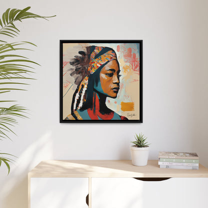 Stunning Native Indian Lady Portrait Canvas Wall Art with Elegant Framing