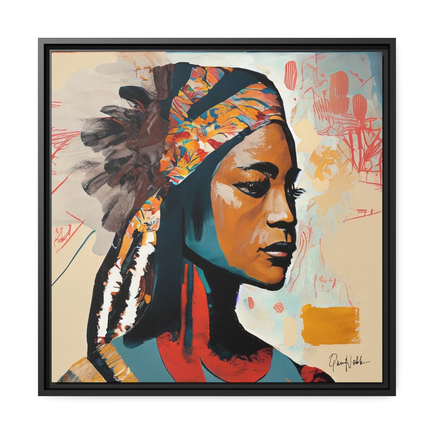 Stunning Native Indian Lady Portrait Canvas Wall Art with Elegant Framing