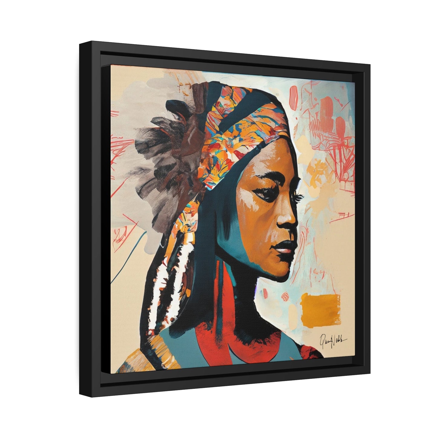 Stunning Native Indian Lady Portrait Canvas Wall Art with Elegant Framing