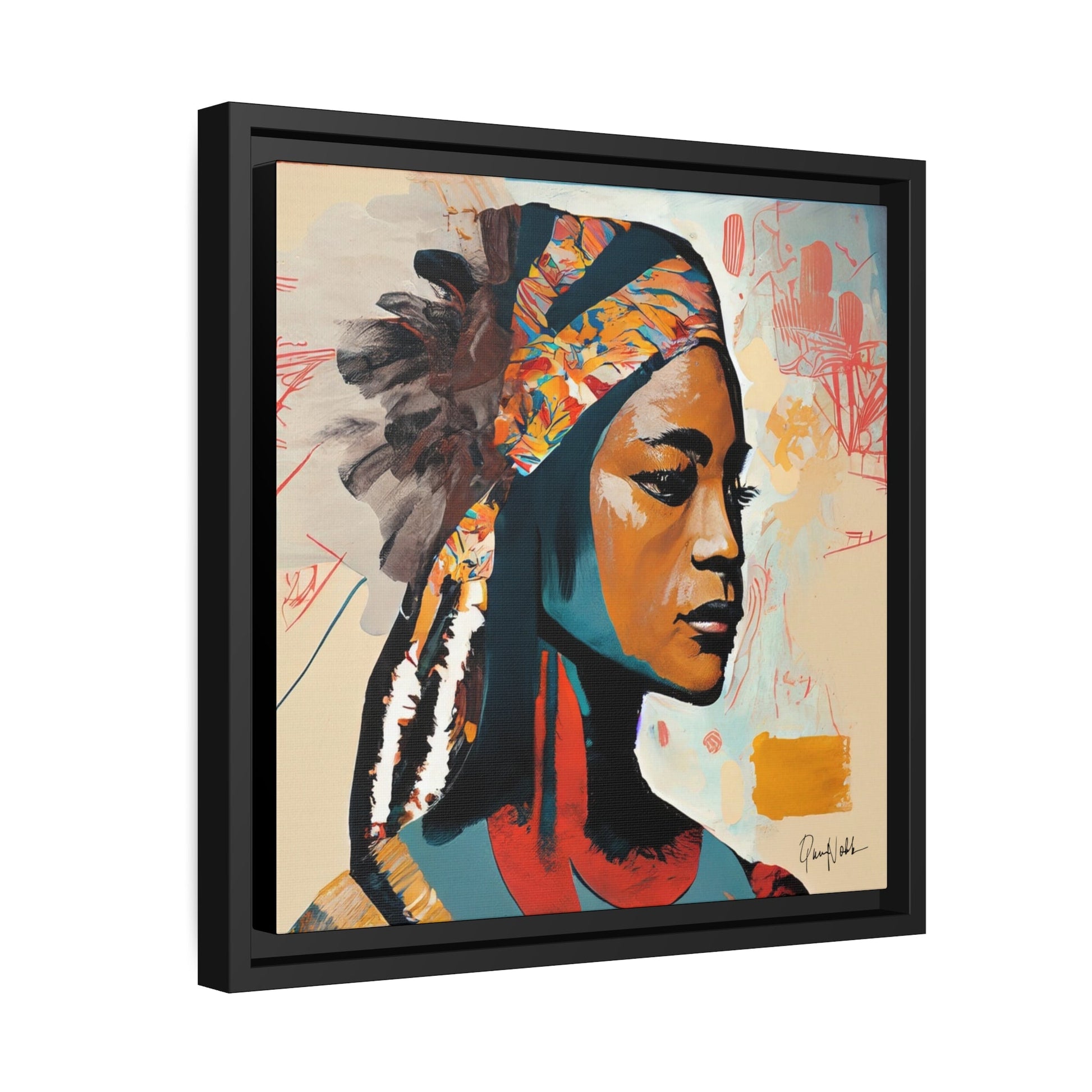 Stunning Native Indian Lady Portrait Canvas Wall Art with Elegant Framing