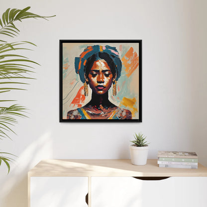 Stunning Woman with Turban Portrait Canvas Wall Art – Elegantly Framed for Timeless Decor