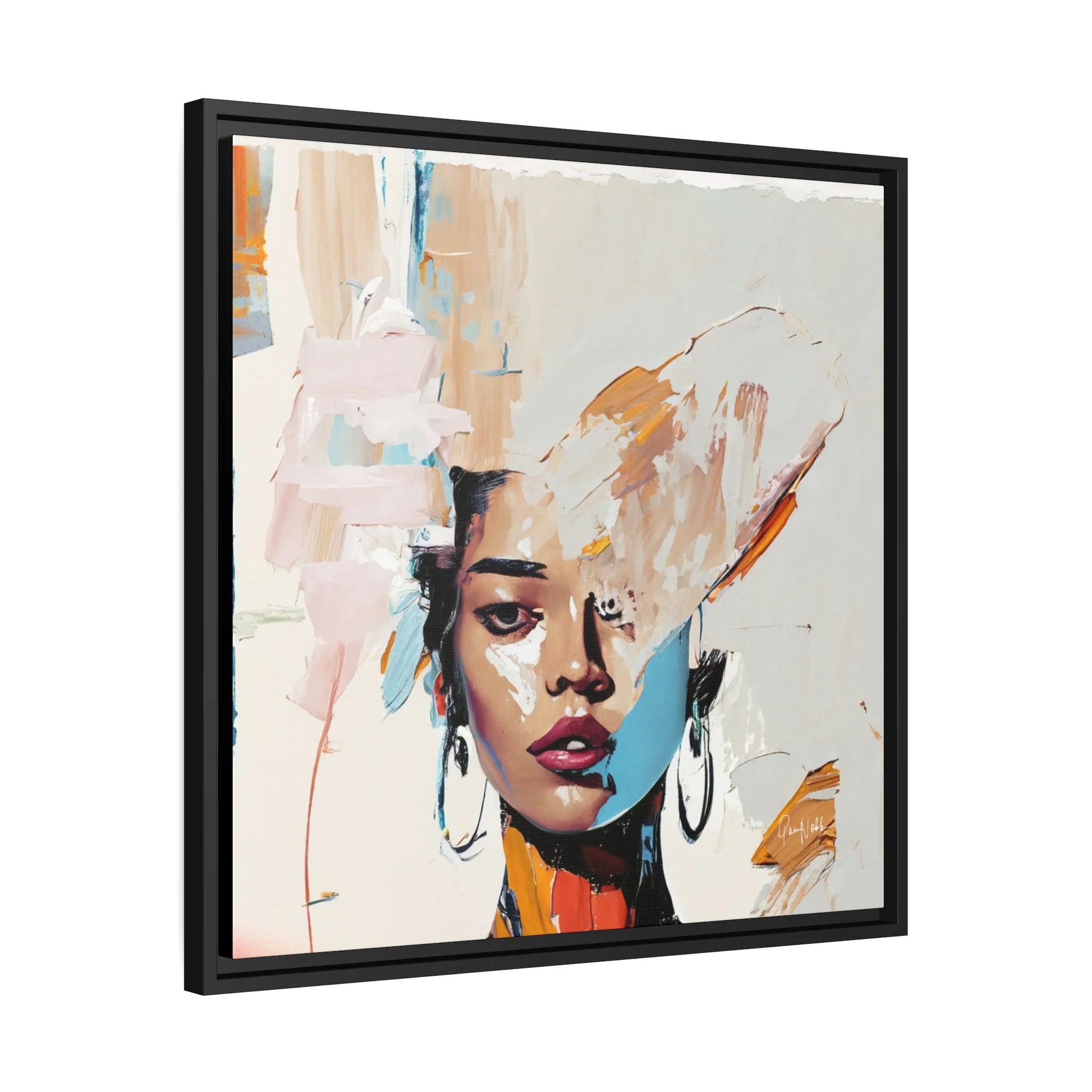 Stunning Woman Abstract Portrait Canvas Wall Art with Elegant Frame - Transform Your Space Today!