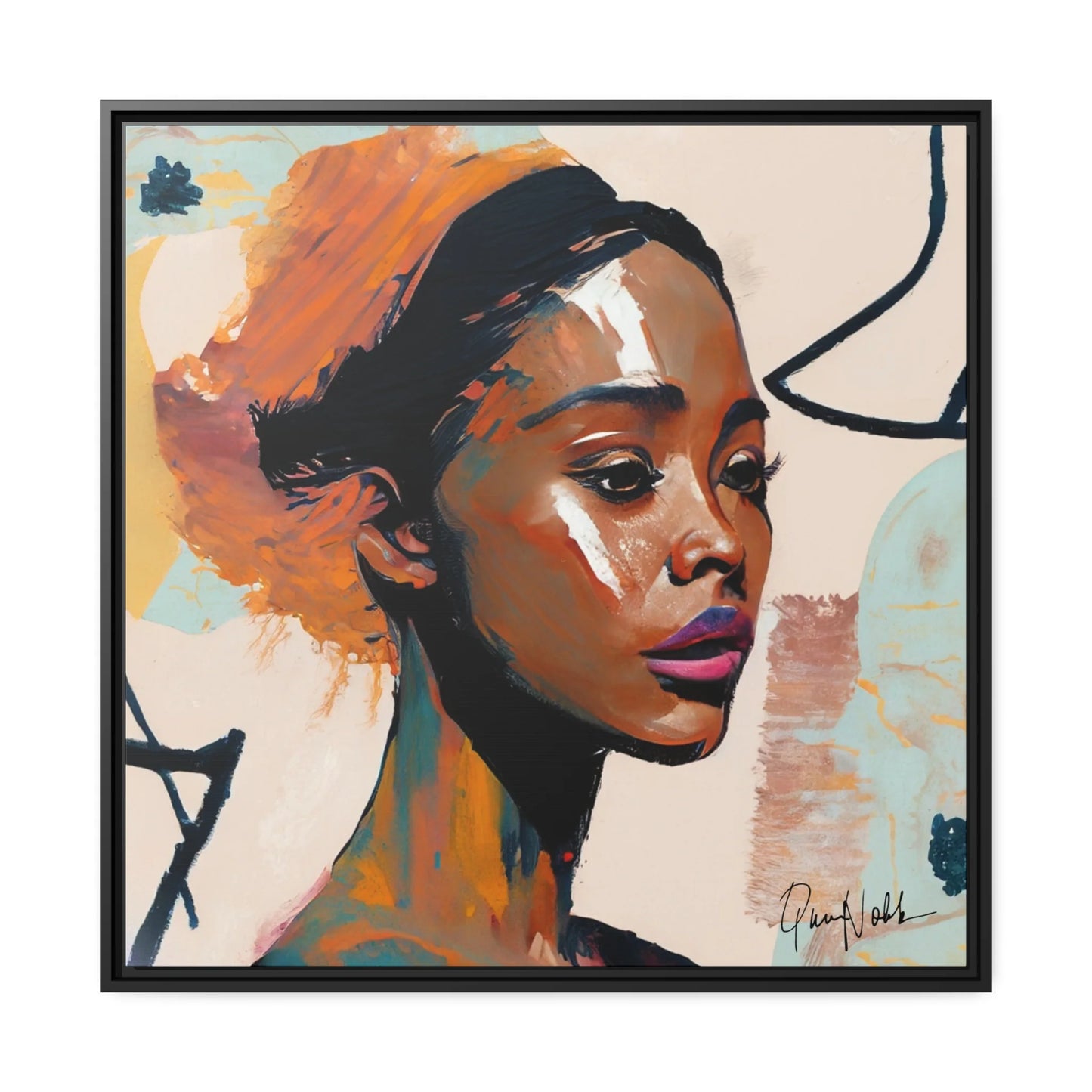 Stunning Framed Canvas Art of an African Woman - Elevate Your Space with QueenNoble's Masterpiece