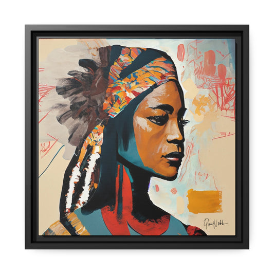 Stunning Native Indian Lady Portrait Canvas Wall Art with Elegant Framing
