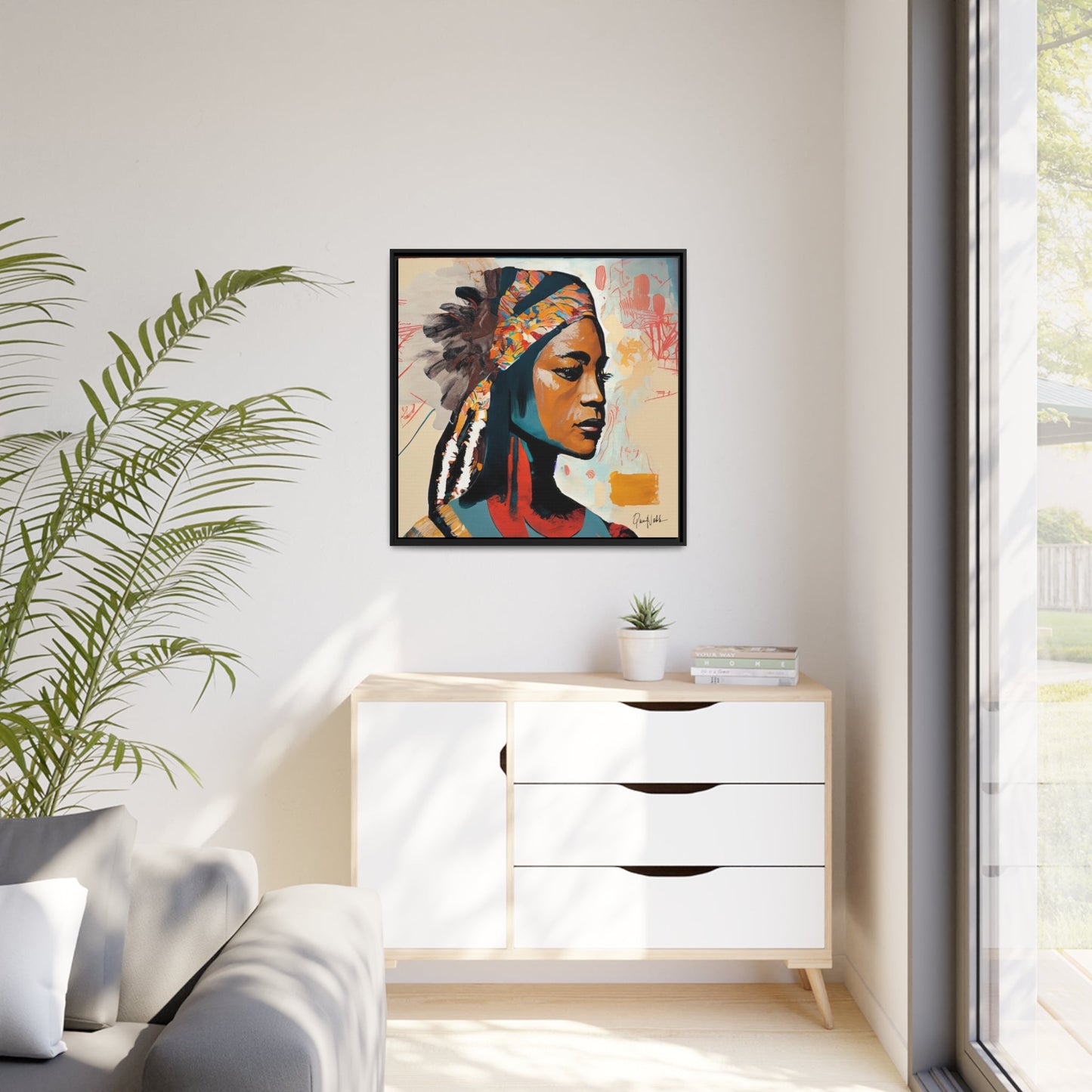 Stunning Native Indian Lady Portrait Canvas Wall Art with Elegant Framing