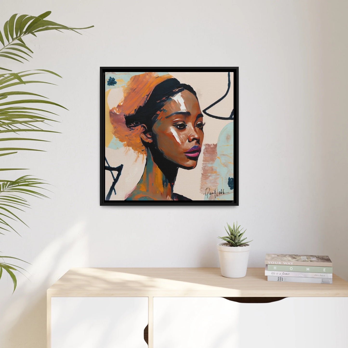 Stunning Framed Canvas Art of an African Woman - Elevate Your Space with QueenNoble's Masterpiece