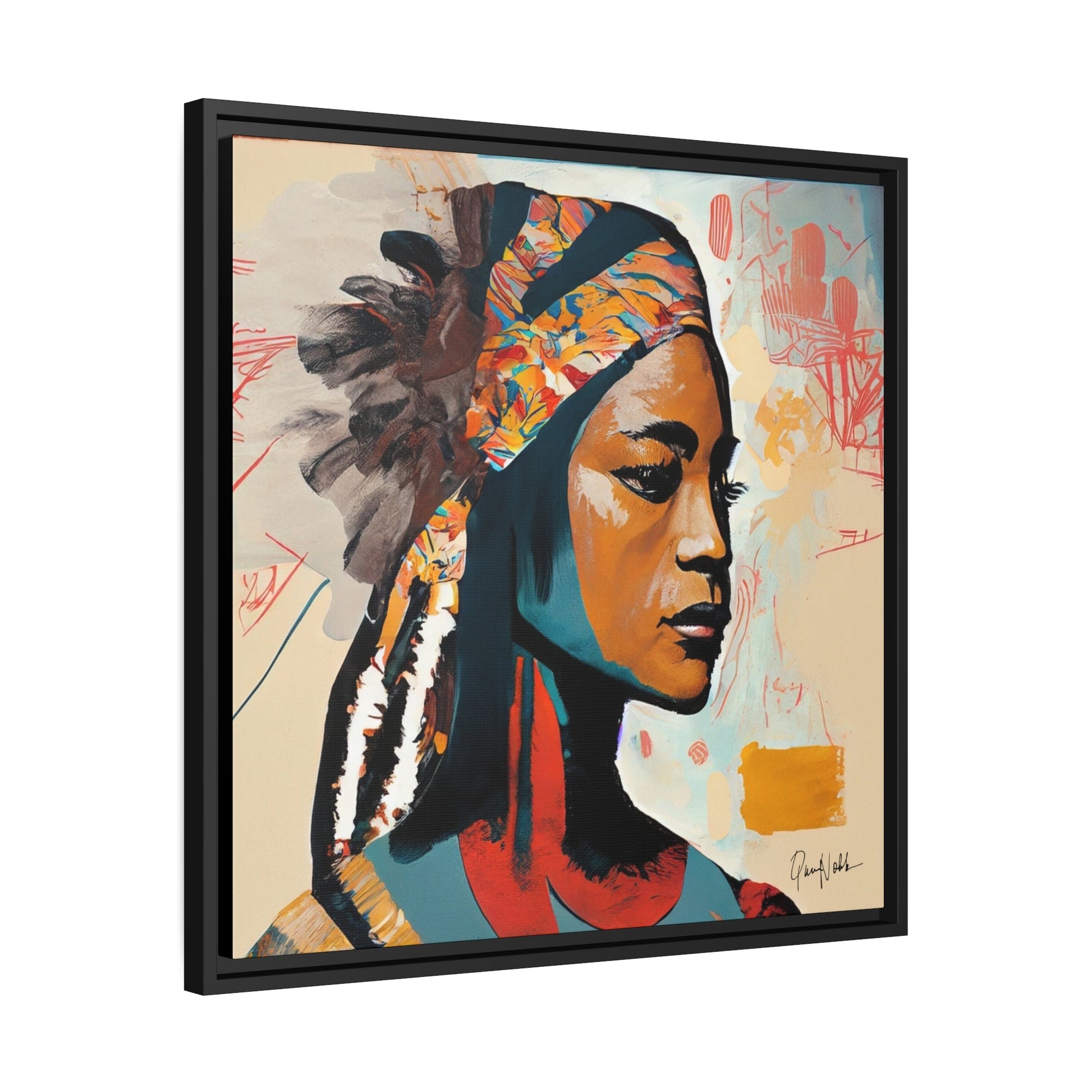 Stunning Native Indian Lady Portrait Canvas Wall Art with Elegant Framing