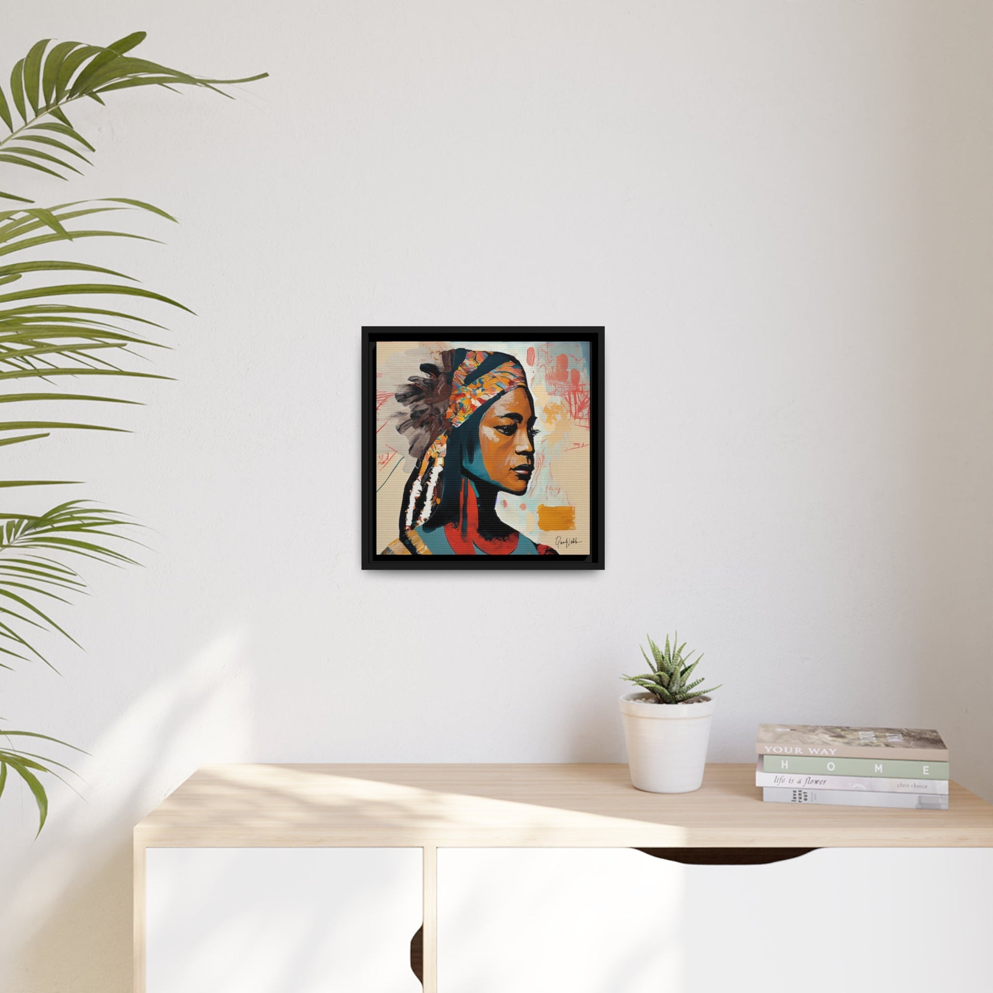 Stunning Native Indian Lady Portrait Canvas Wall Art with Elegant Framing