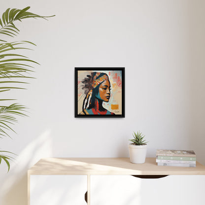 Stunning Native Indian Lady Portrait Canvas Wall Art with Elegant Framing