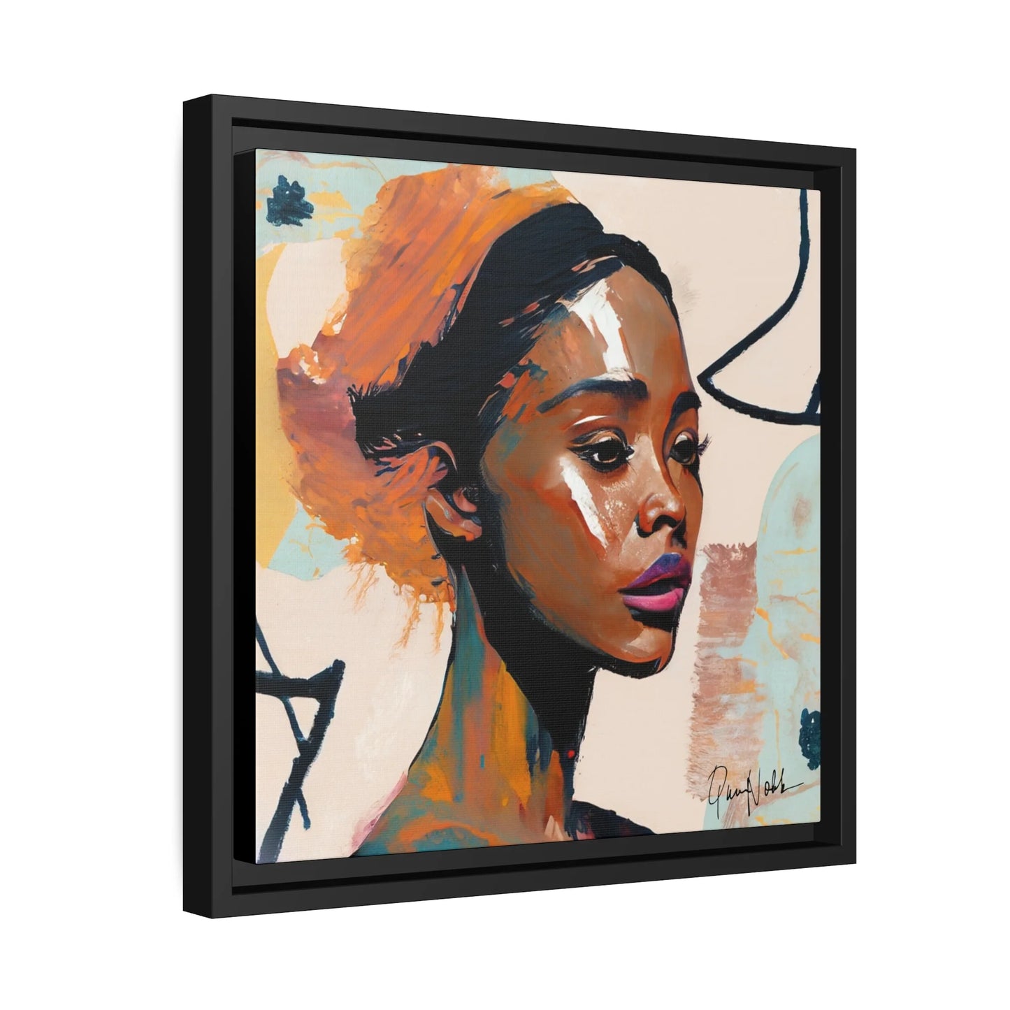 Stunning Framed Canvas Art of an African Woman - Elevate Your Space with QueenNoble's Masterpiece
