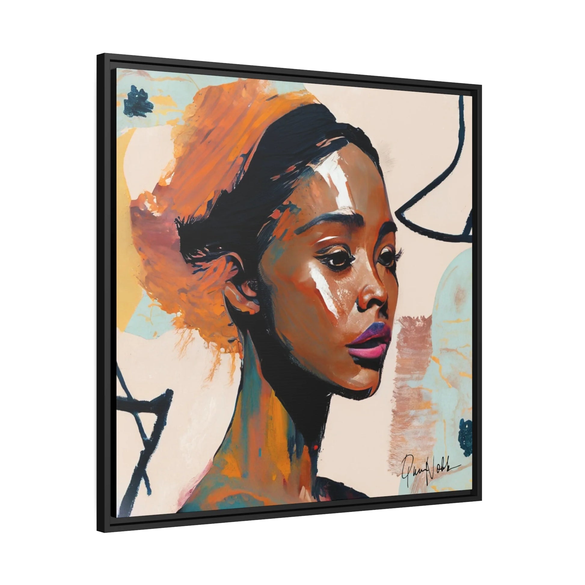 Stunning Framed Canvas Art of an African Woman - Elevate Your Space with QueenNoble's Masterpiece