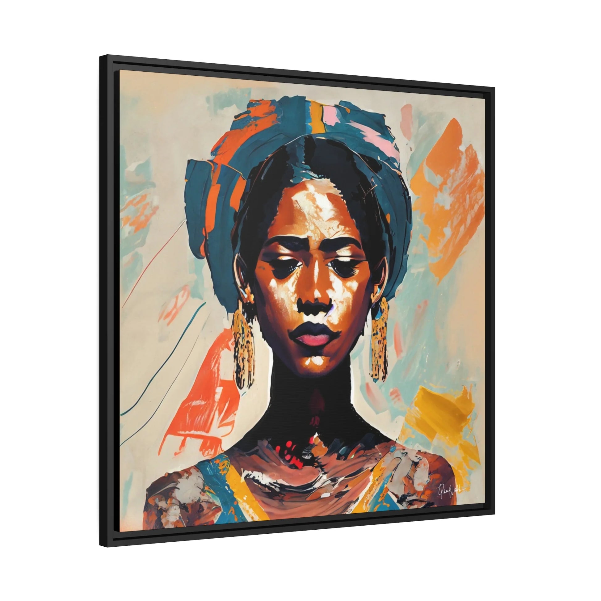 Stunning Woman with Turban Portrait Canvas Wall Art – Elegantly Framed for Timeless Decor