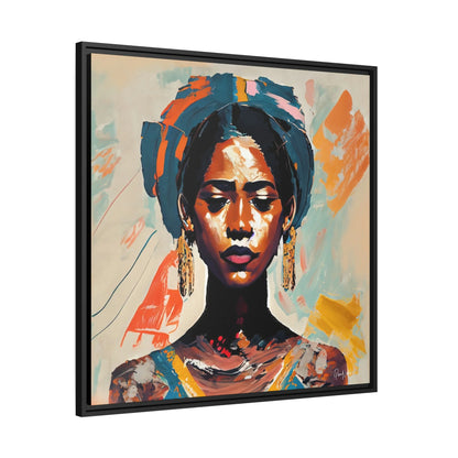 Stunning Woman with Turban Portrait Canvas Wall Art – Elegantly Framed for Timeless Decor