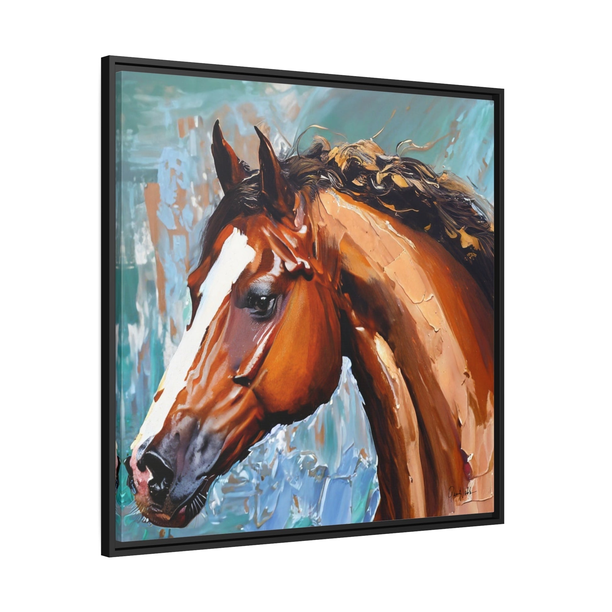 Stunning Brown Stallion Portrait Canvas Wall Art by QueenNoble - Transform Your Space with Artistic Brilliance
