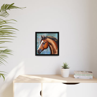Stunning Brown Stallion Portrait Canvas Wall Art by QueenNoble - Transform Your Space with Artistic Brilliance