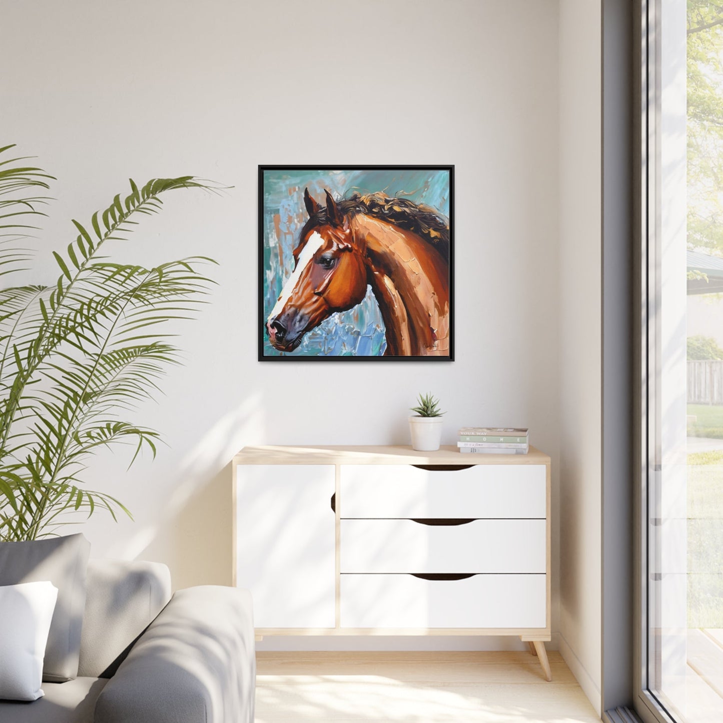 Stunning Brown Stallion Portrait Canvas Wall Art by QueenNoble - Transform Your Space with Artistic Brilliance