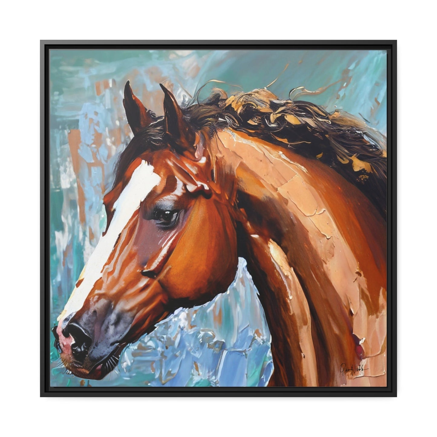 Stunning Brown Stallion Portrait Canvas Wall Art by QueenNoble - Transform Your Space with Artistic Brilliance