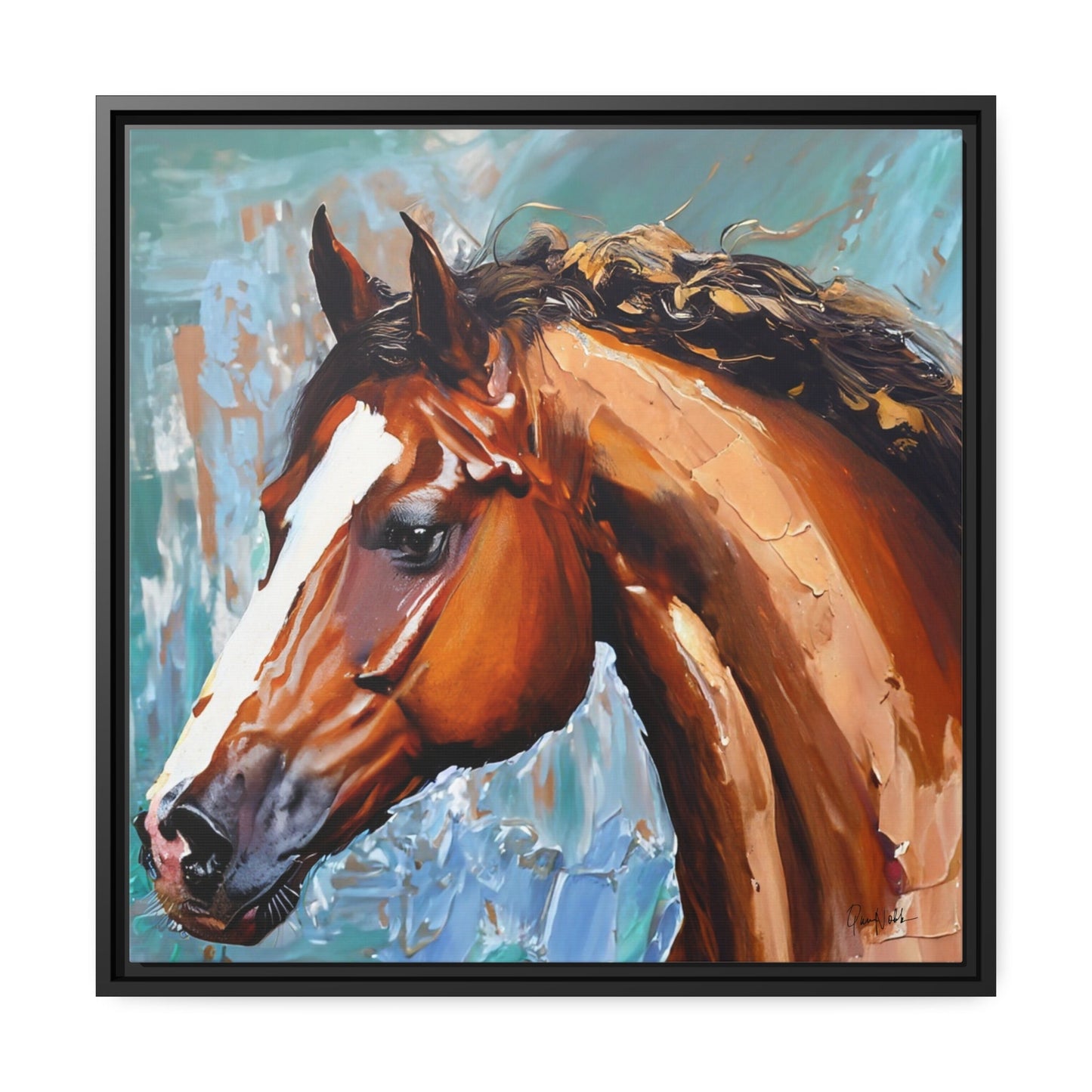 Stunning Brown Stallion Portrait Canvas Wall Art by QueenNoble - Transform Your Space with Artistic Brilliance