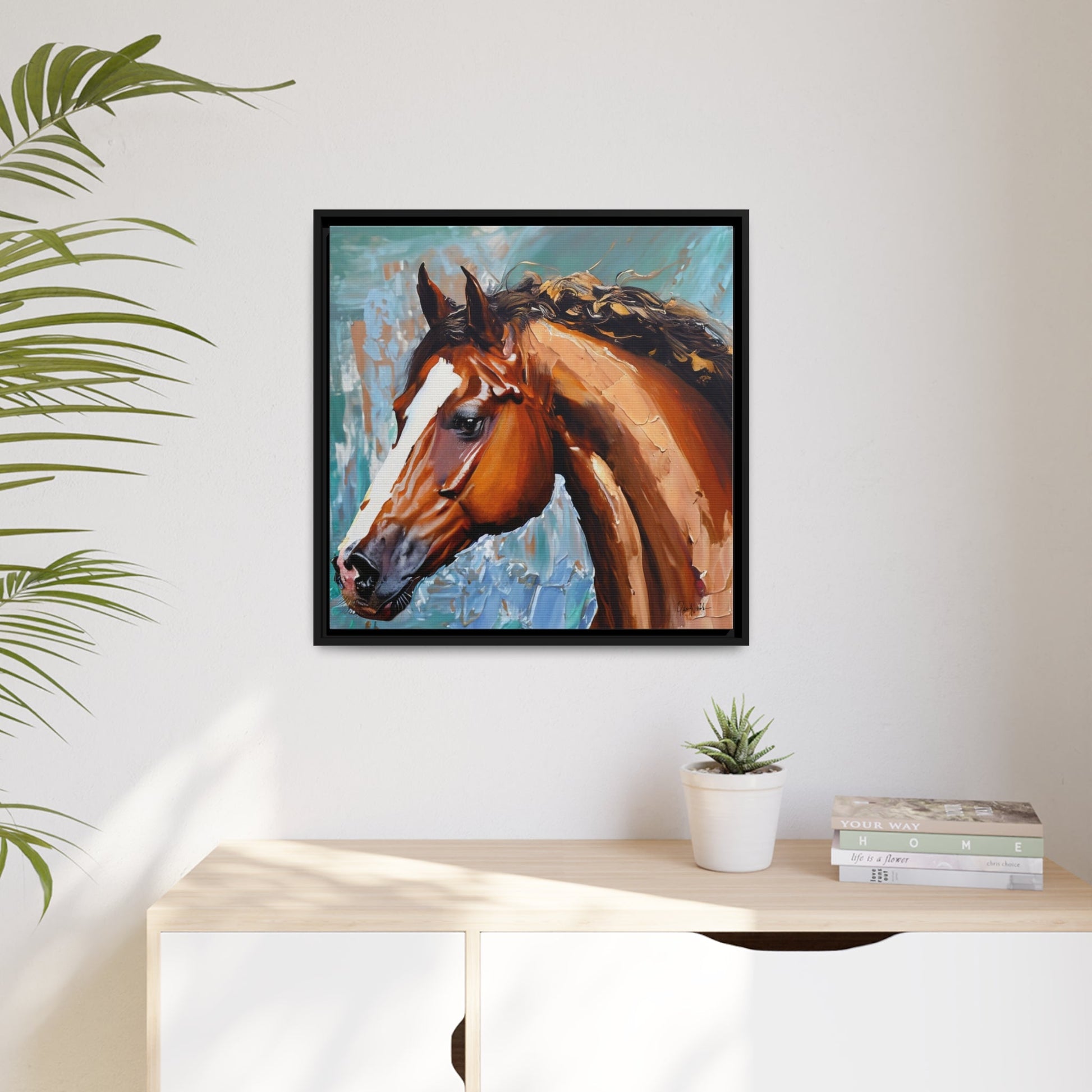Stunning Brown Stallion Portrait Canvas Wall Art by QueenNoble - Transform Your Space with Artistic Brilliance