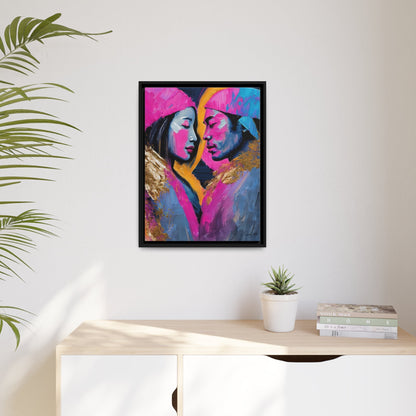 Vibrant Colorful Love Couple Portrait Canvas Wall Art by QueenNoble - Elevate Your Space with Artistic Brilliance