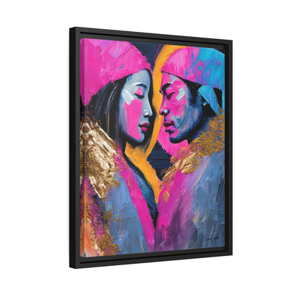 Vibrant Colorful Love Couple Portrait Canvas Wall Art by QueenNoble - Elevate Your Space with Artistic Brilliance