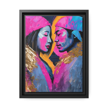 Vibrant Colorful Love Couple Portrait Canvas Wall Art by QueenNoble - Elevate Your Space with Artistic Brilliance