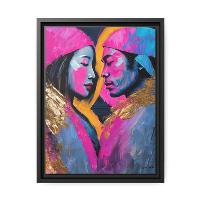 Vibrant Colorful Love Couple Portrait Canvas Wall Art by QueenNoble - Elevate Your Space with Artistic Brilliance