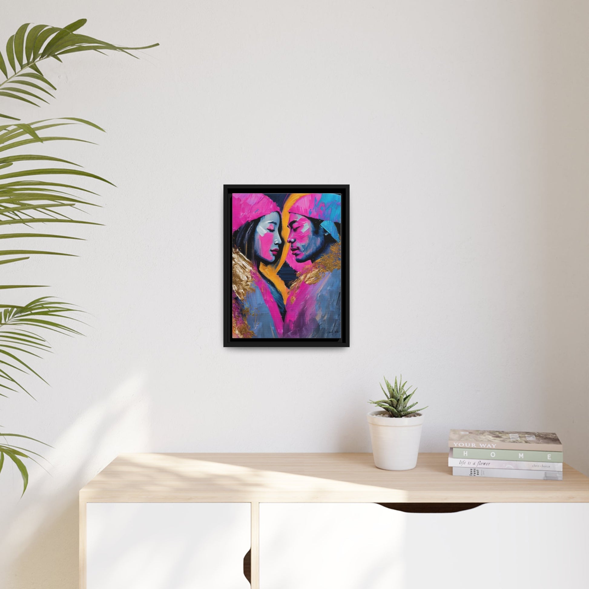 Vibrant Colorful Love Couple Portrait Canvas Wall Art by QueenNoble - Elevate Your Space with Artistic Brilliance