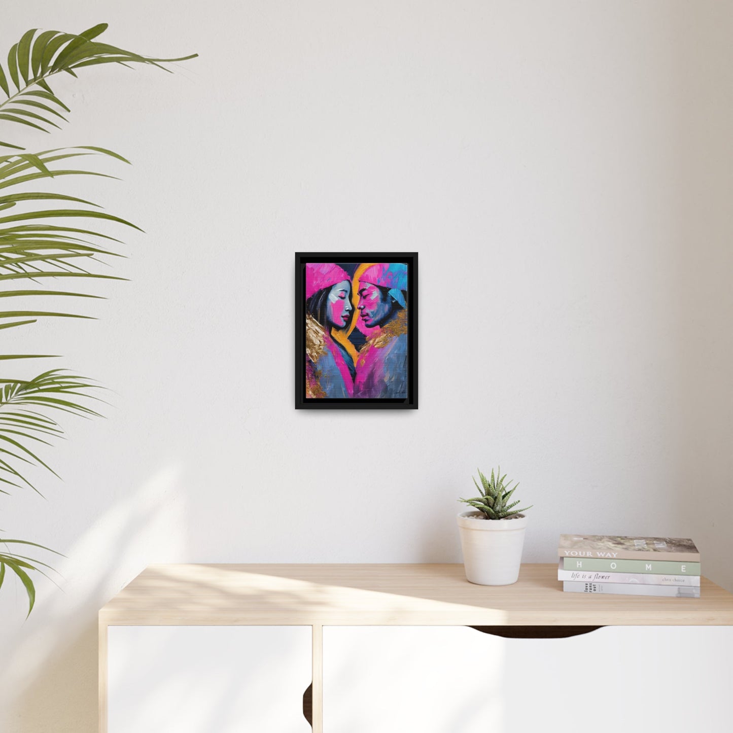 Vibrant Colorful Love Couple Portrait Canvas Wall Art by QueenNoble - Elevate Your Space with Artistic Brilliance