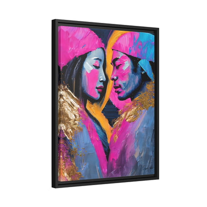 Vibrant Colorful Love Couple Portrait Canvas Wall Art by QueenNoble - Elevate Your Space with Artistic Brilliance