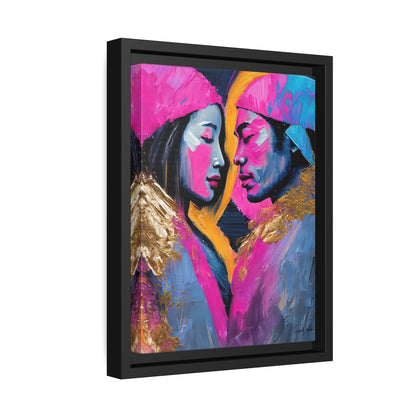 Vibrant Colorful Love Couple Portrait Canvas Wall Art by QueenNoble - Elevate Your Space with Artistic Brilliance