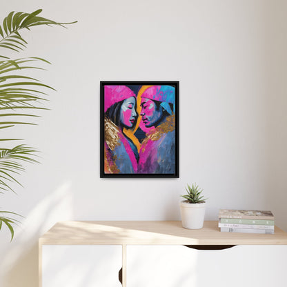 Vibrant Colorful Love Couple Portrait Canvas Wall Art by QueenNoble - Elevate Your Space with Artistic Brilliance