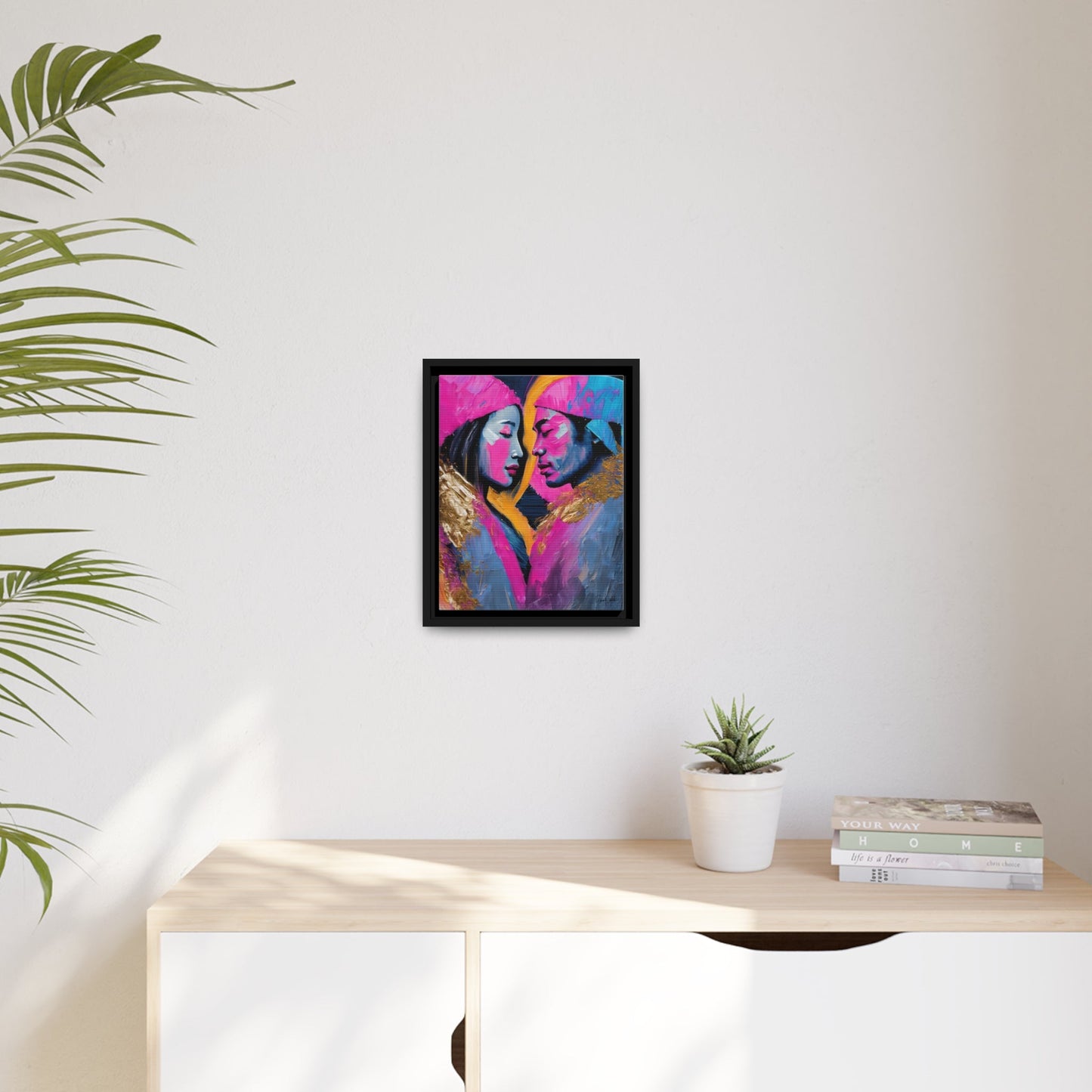 Vibrant Colorful Love Couple Portrait Canvas Wall Art by QueenNoble - Elevate Your Space with Artistic Brilliance