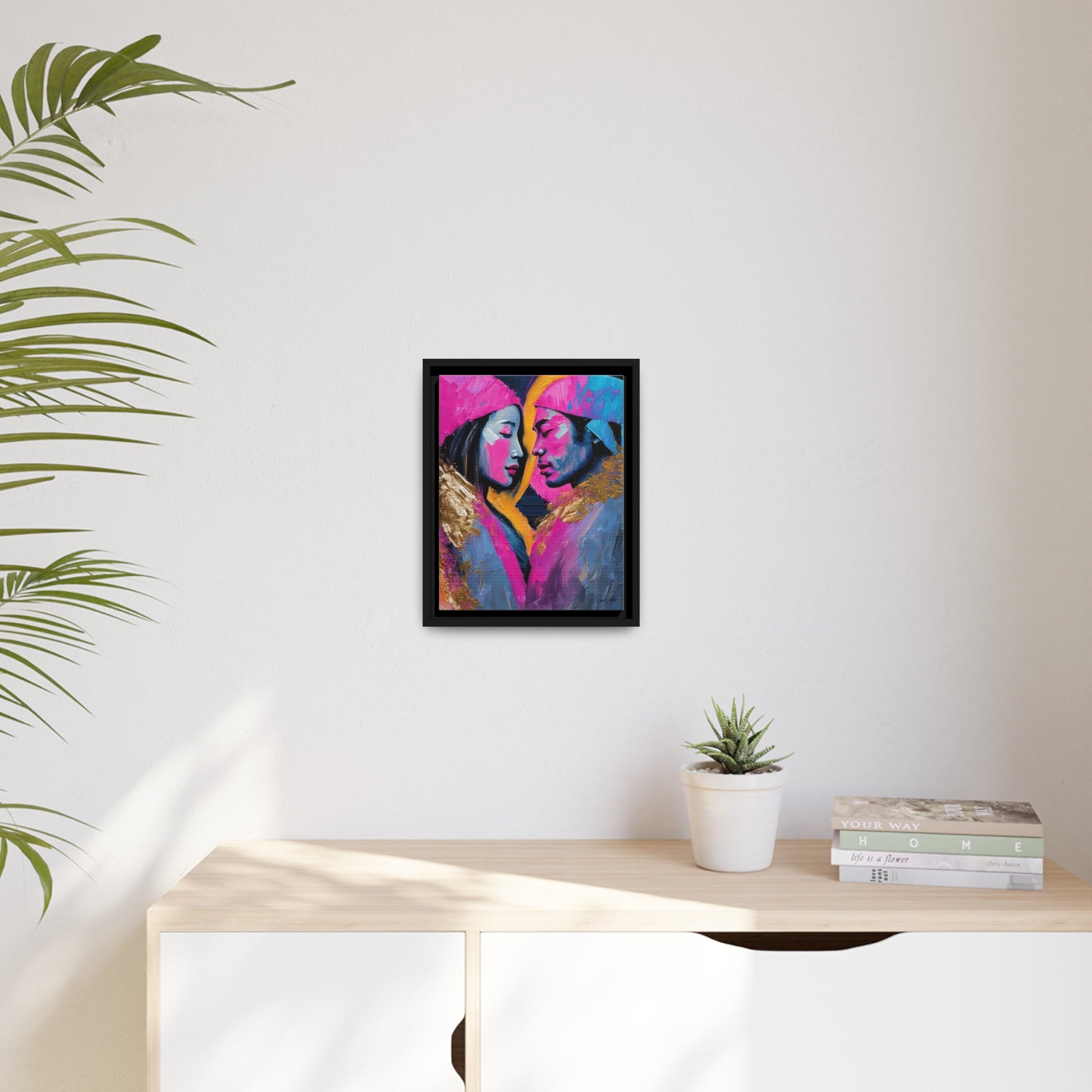 Vibrant Colorful Love Couple Portrait Canvas Wall Art by QueenNoble - Elevate Your Space with Artistic Brilliance