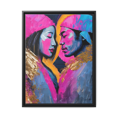 Vibrant Colorful Love Couple Portrait Canvas Wall Art by QueenNoble - Elevate Your Space with Artistic Brilliance