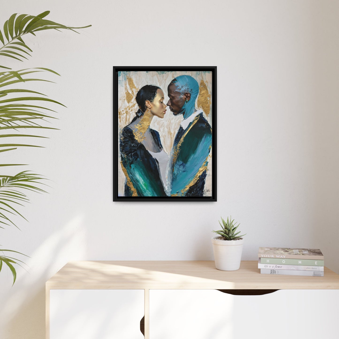 Stunning COUPLE about to KISS Canvas Wall Art by QueenNoble - Elevate Your Space with Artistic Elegance