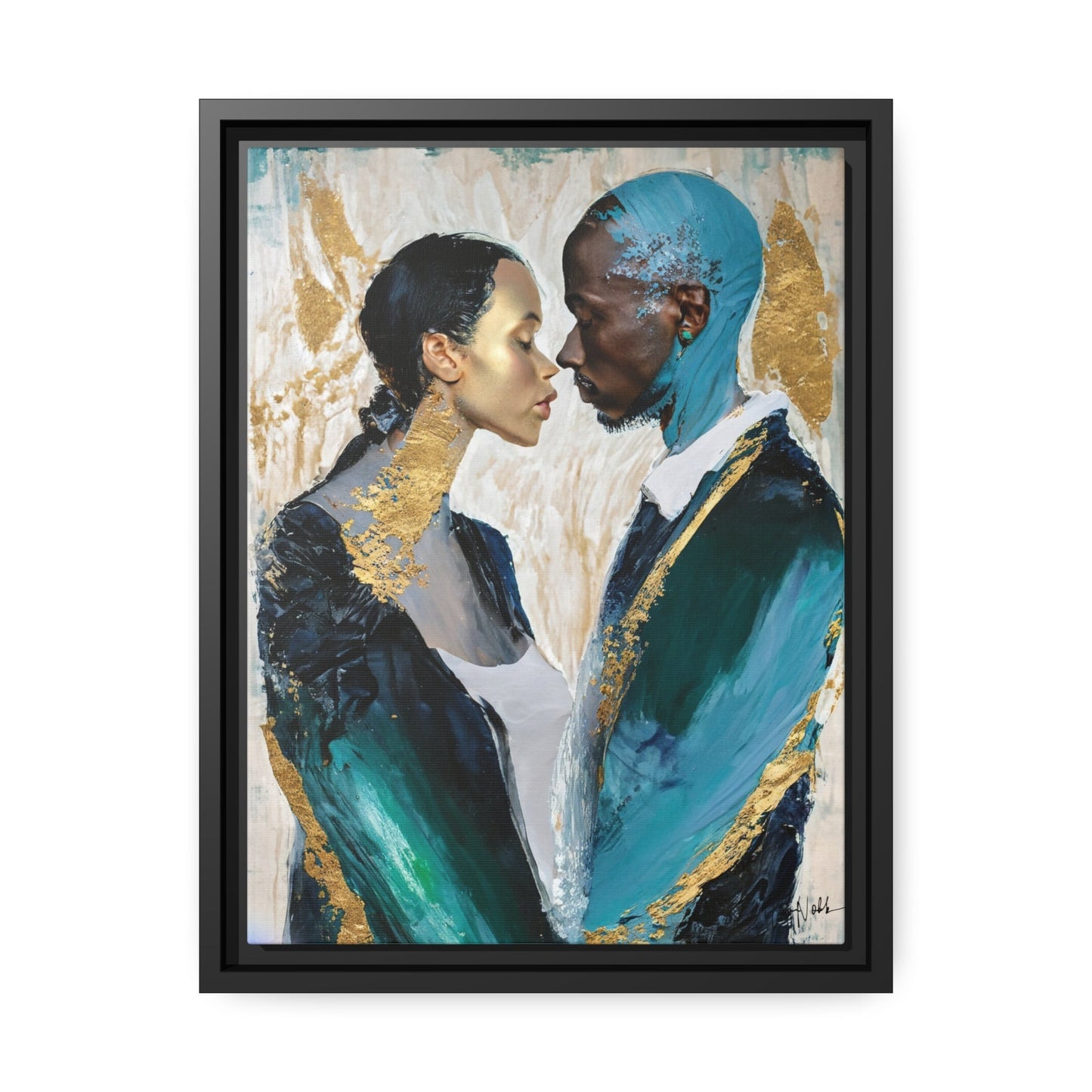 Stunning COUPLE about to KISS Canvas Wall Art by QueenNoble - Elevate Your Space with Artistic Elegance