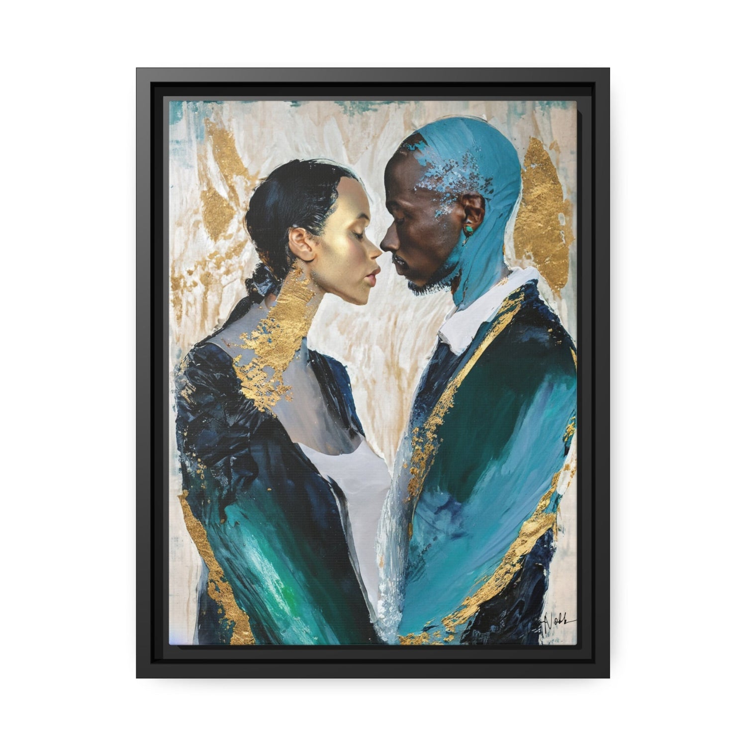 Stunning COUPLE about to KISS Canvas Wall Art by QueenNoble - Elevate Your Space with Artistic Elegance