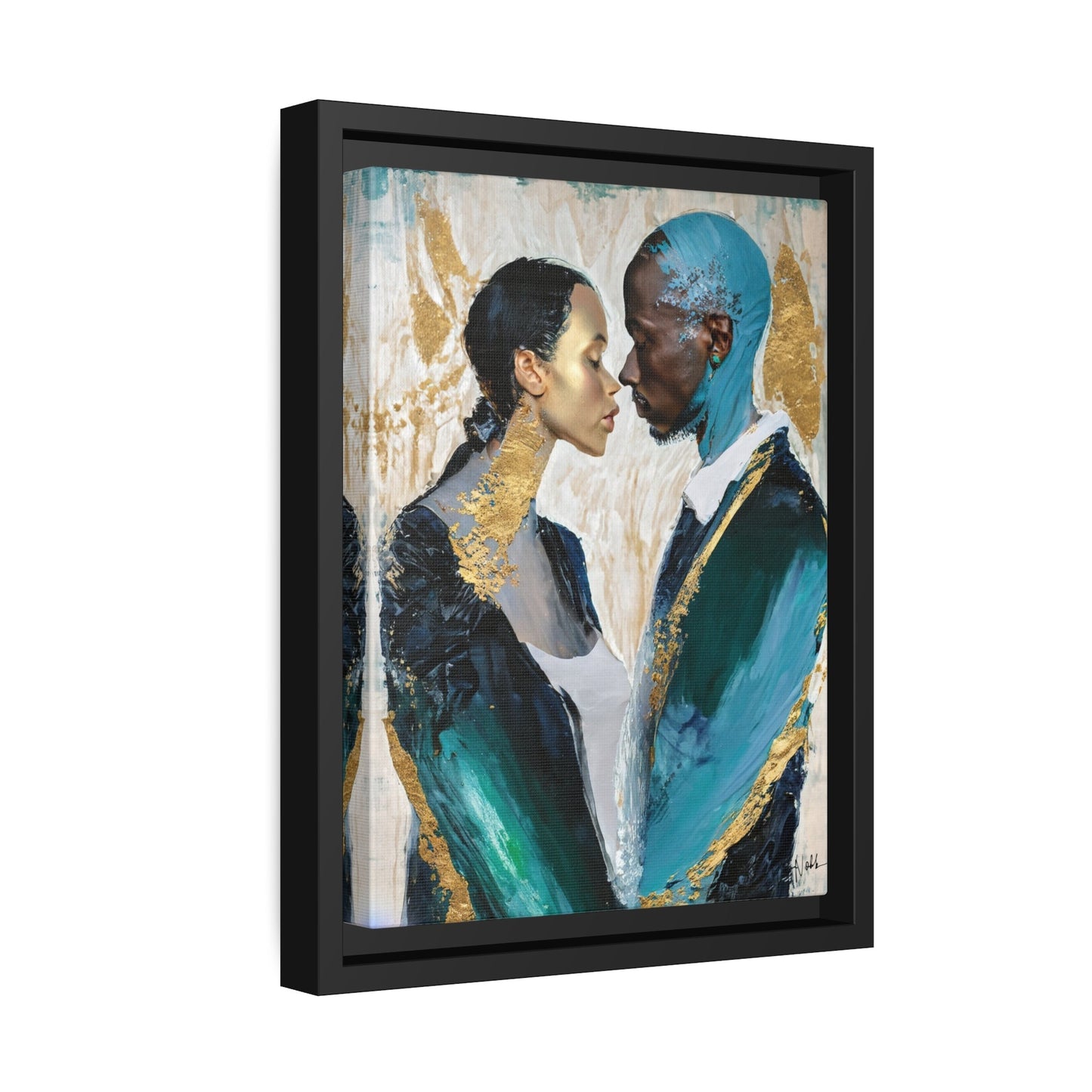 Stunning COUPLE about to KISS Canvas Wall Art by QueenNoble - Elevate Your Space with Artistic Elegance