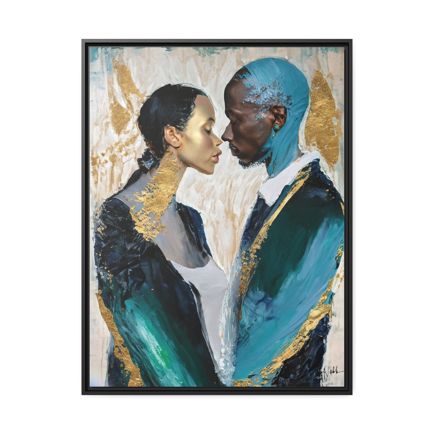 Stunning COUPLE about to KISS Canvas Wall Art by QueenNoble - Elevate Your Space with Artistic Elegance