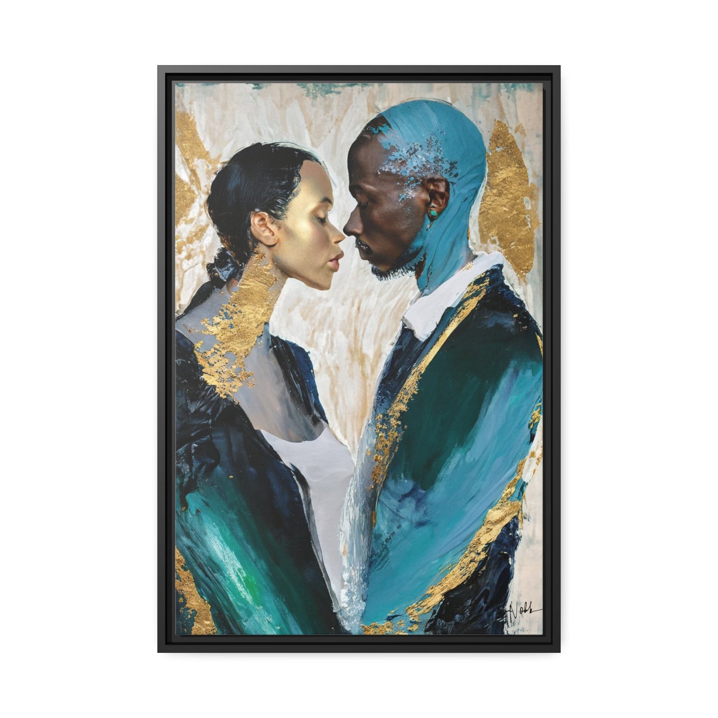 Stunning COUPLE about to KISS Canvas Wall Art by QueenNoble - Elevate Your Space with Artistic Elegance