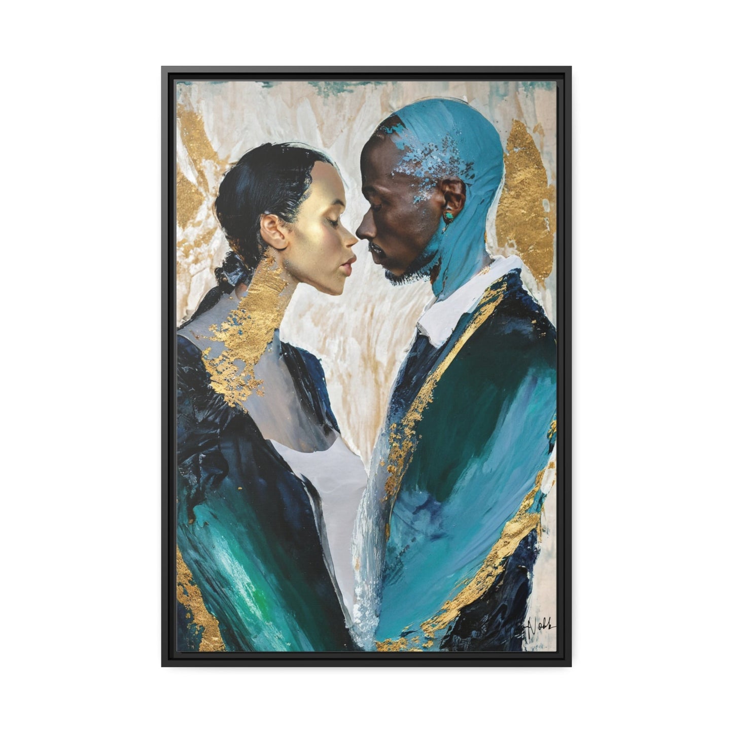 Stunning COUPLE about to KISS Canvas Wall Art by QueenNoble - Elevate Your Space with Artistic Elegance