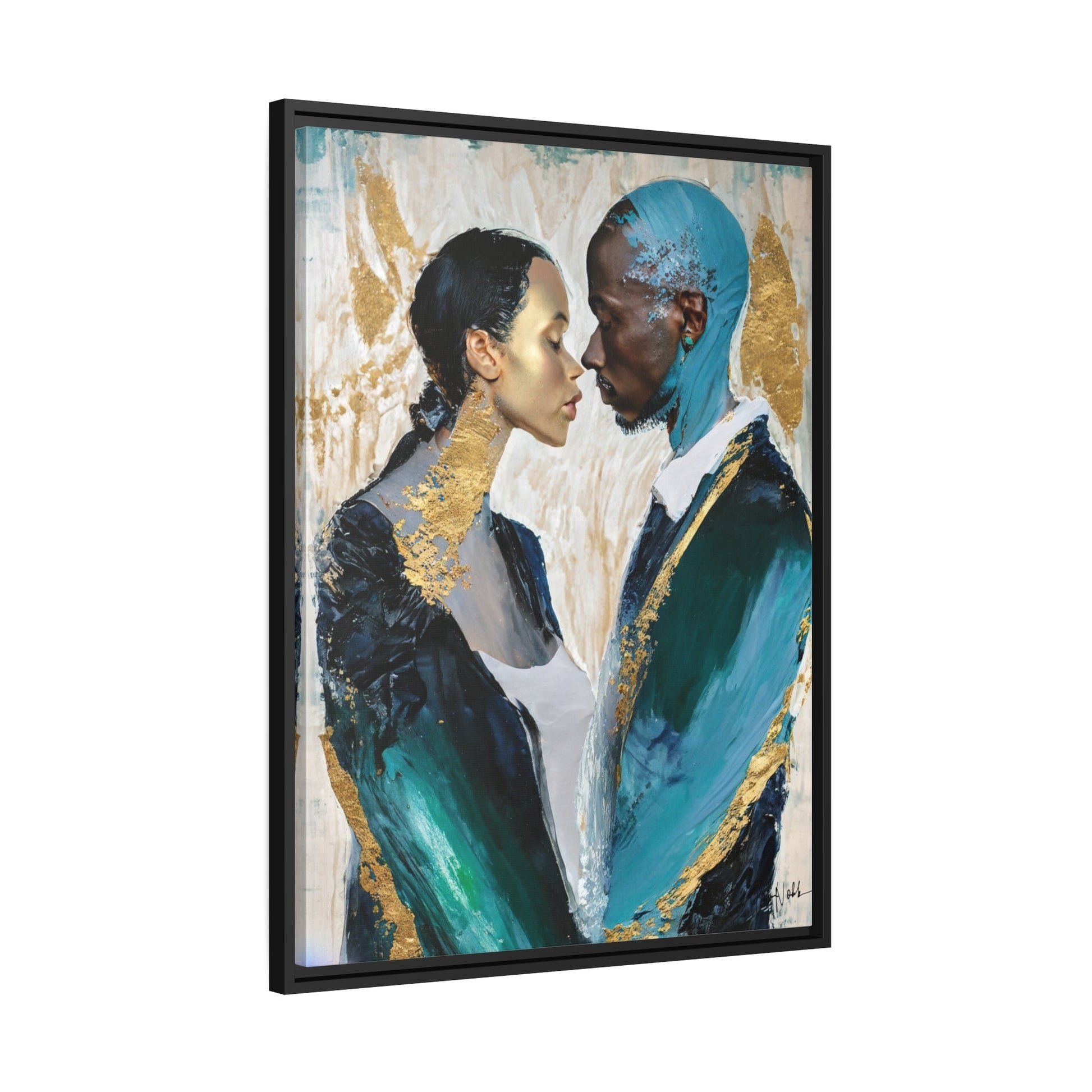Stunning COUPLE about to KISS Canvas Wall Art by QueenNoble - Elevate Your Space with Artistic Elegance