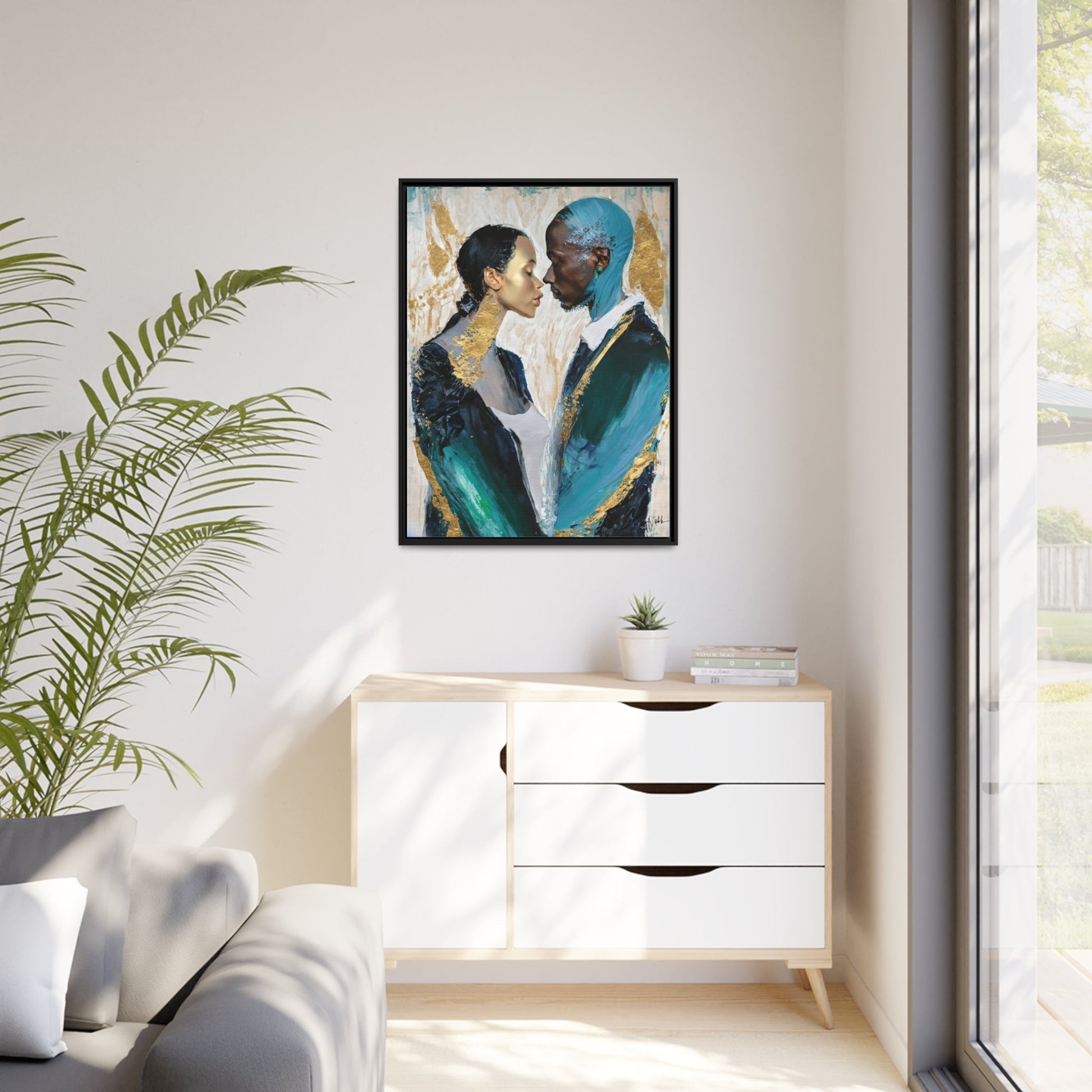 Stunning COUPLE about to KISS Canvas Wall Art by QueenNoble - Elevate Your Space with Artistic Elegance