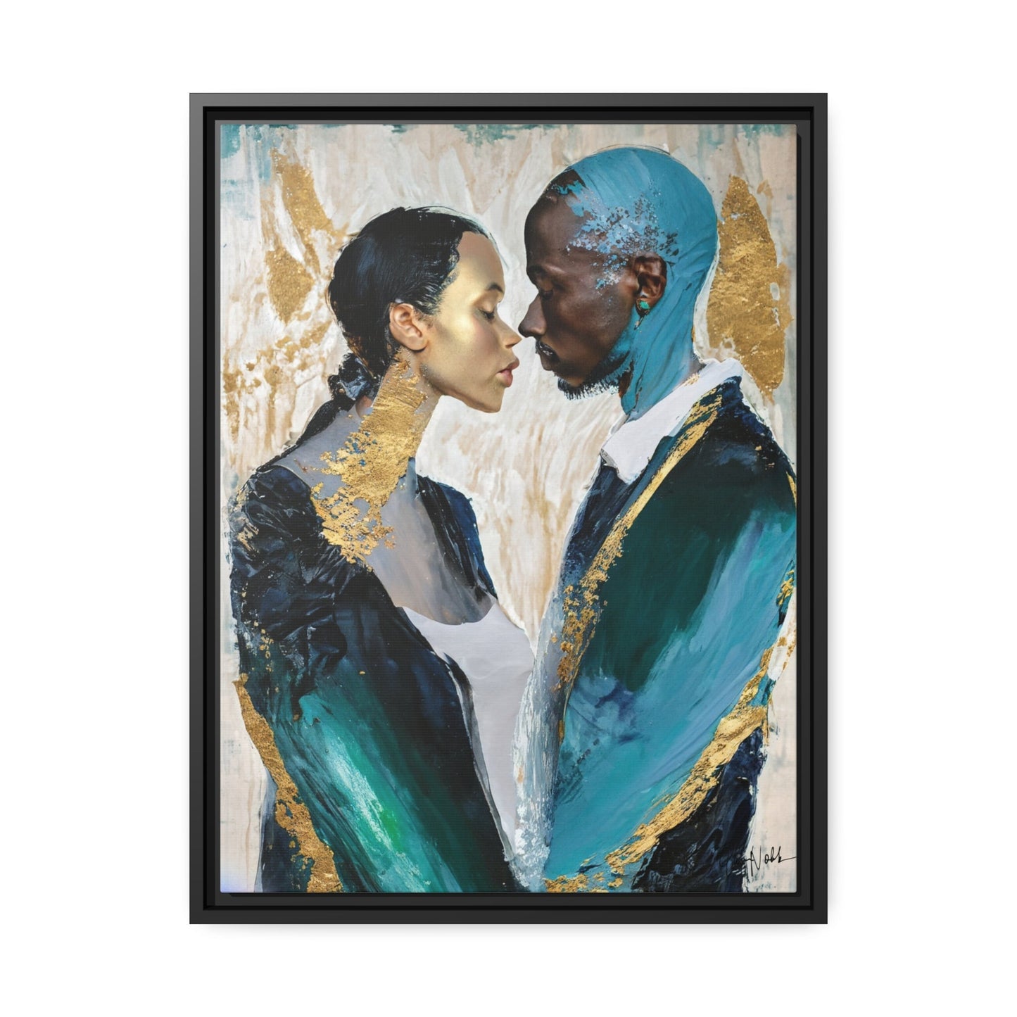 Stunning COUPLE about to KISS Canvas Wall Art by QueenNoble - Elevate Your Space with Artistic Elegance
