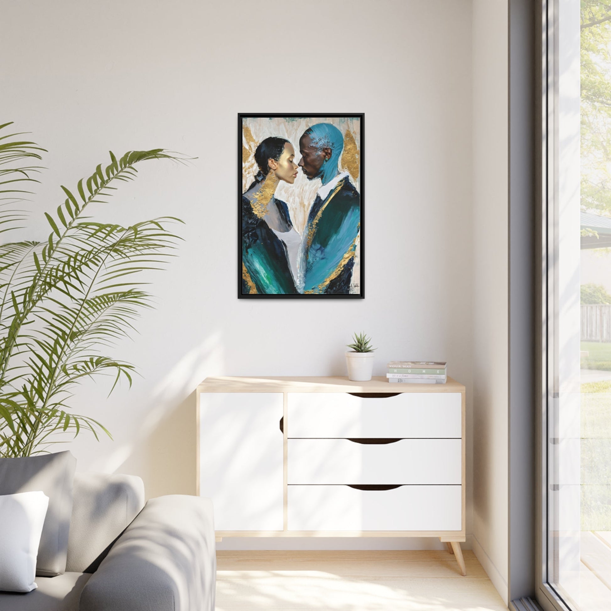 Stunning COUPLE about to KISS Canvas Wall Art by QueenNoble - Elevate Your Space with Artistic Elegance