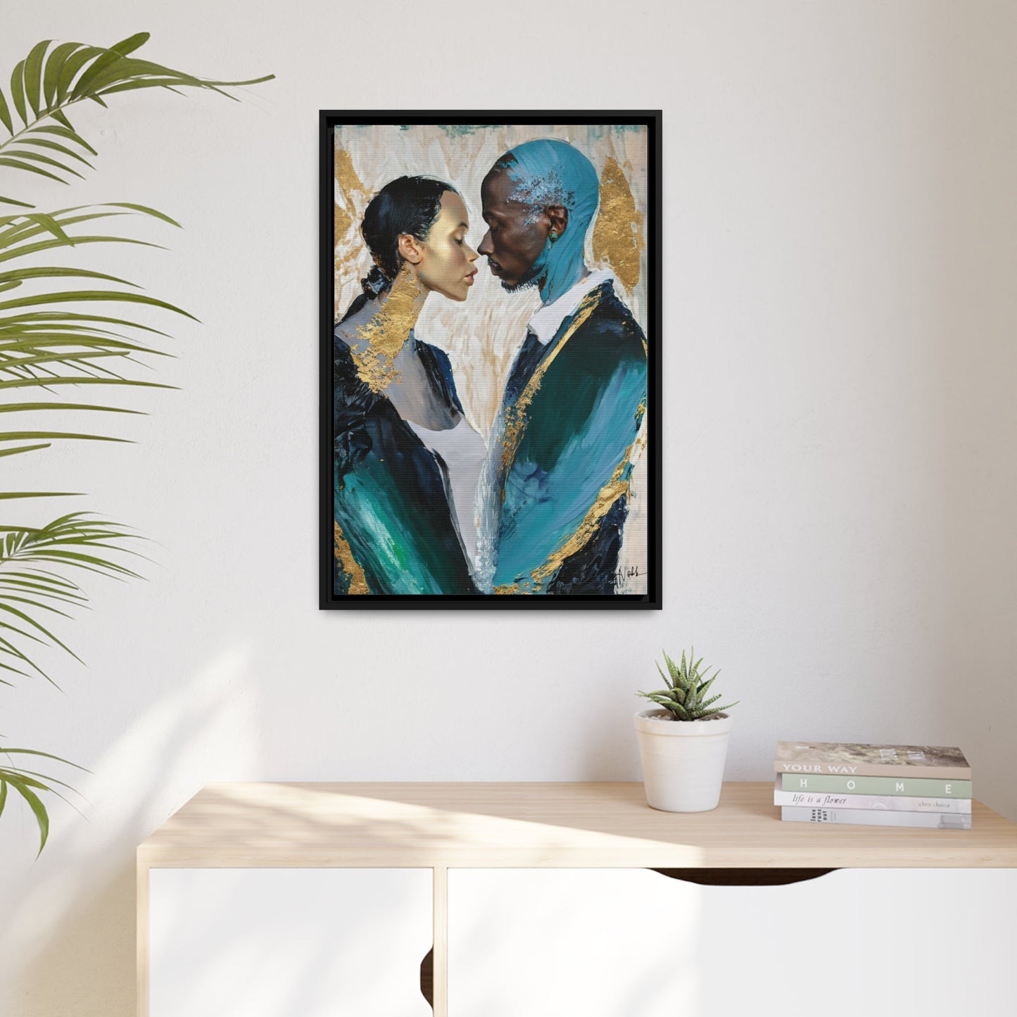 Stunning COUPLE about to KISS Canvas Wall Art by QueenNoble - Elevate Your Space with Artistic Elegance